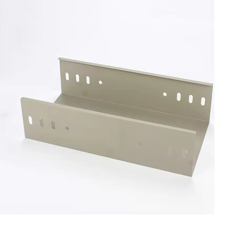 Custom Steel Trough Type Cable Tray Adjustable Height Silver Finish Wall Mounted