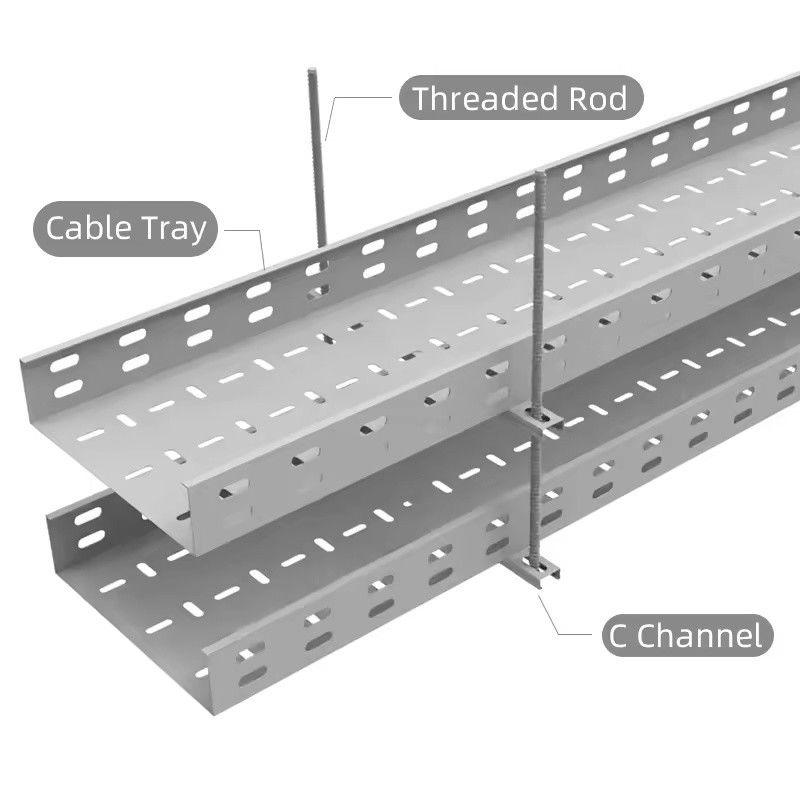 Flexible Customized Bending Radius Hot Dip Gi Cable Tray For Medium Duty Capacity