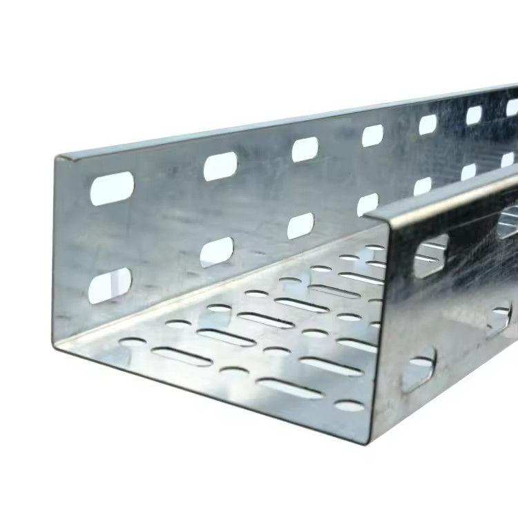 Silver Galvanized Solid / Perforated Cable Tray For Customized Wall / Floor Mounting Installation