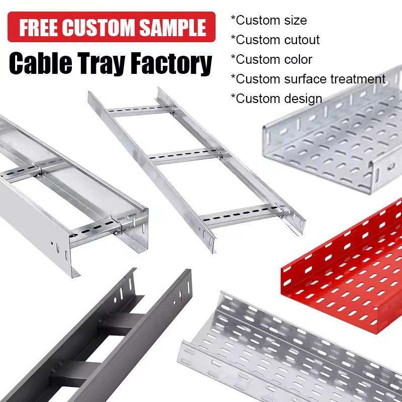 Silver Corrosion Resistant Indoor / Outdoor Ladder Type Cable Tray With Accessories